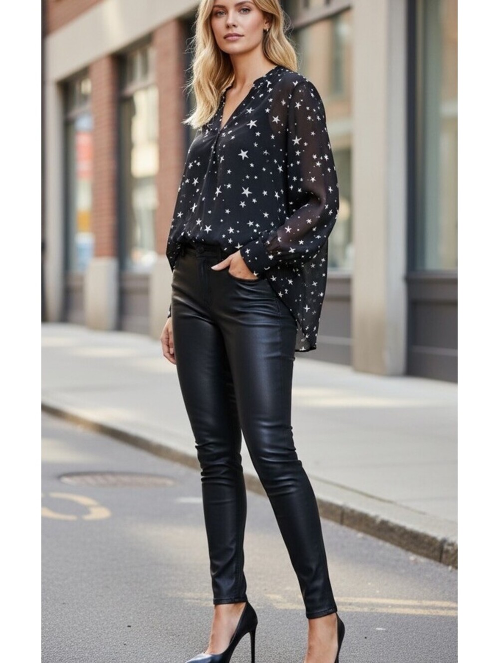 DKNY Medium Women's Star-Print 2 In  One  High-Low Top [COPY]
